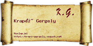 Krapó Gergely névjegykártya